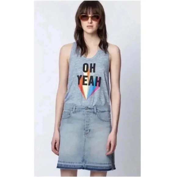 NWT Zadig & Voltaire Ander Oh Yeah Linen Racerback Tank size Small - Picture 1 of 10